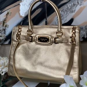 Michael Kors Hamilton Leather Tote - Pale Gold